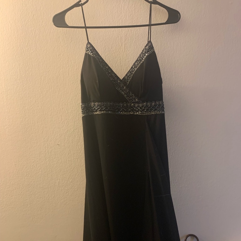 Floor length black dress